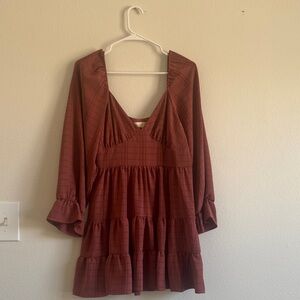 Altar'd State Rust Long Sleeve Dress